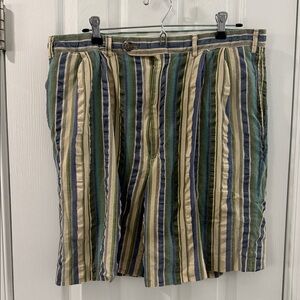 Striped Multi-Color Pleated Shorts